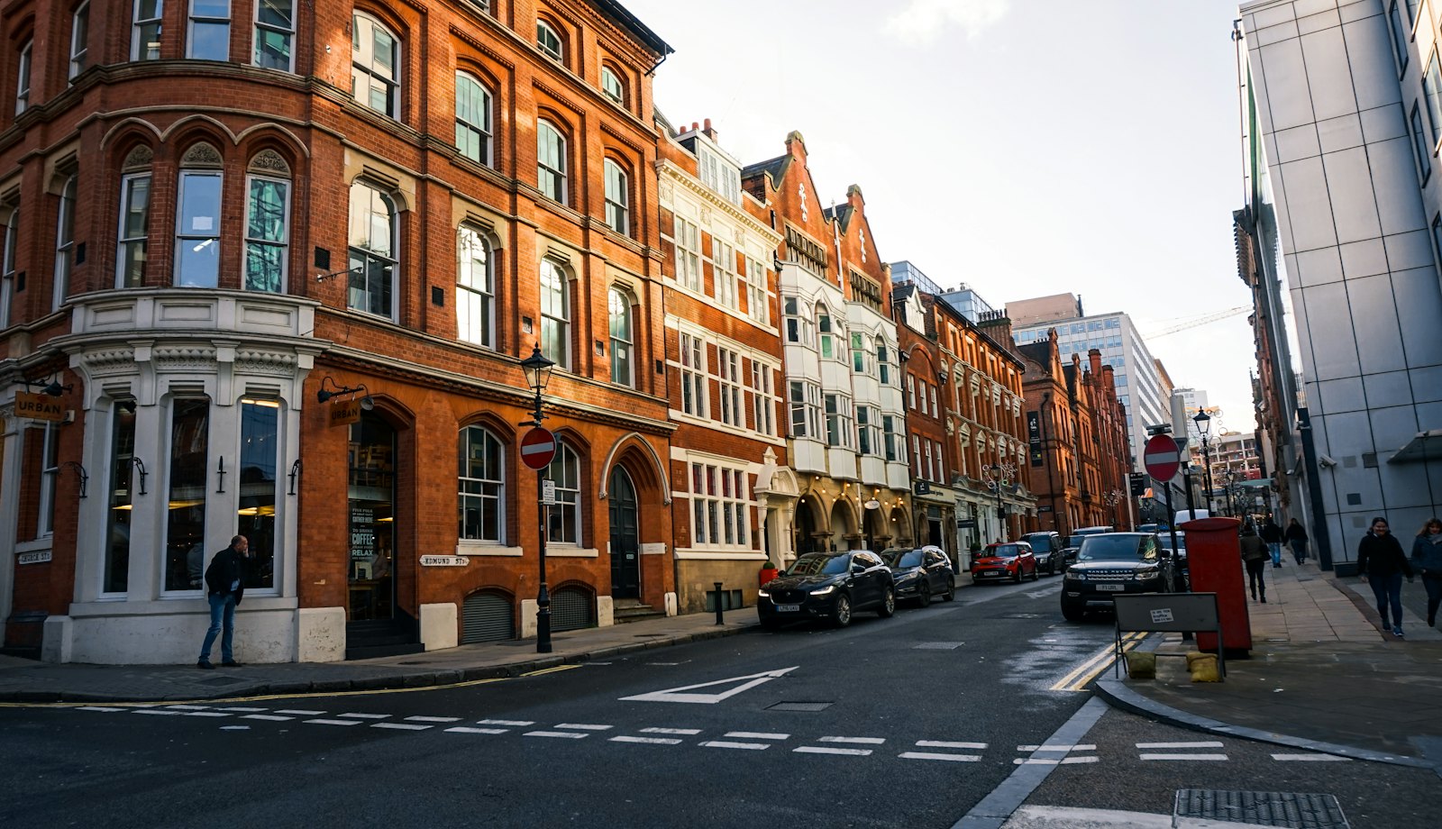 Red-brick Victorian terraces on a Birmingham street