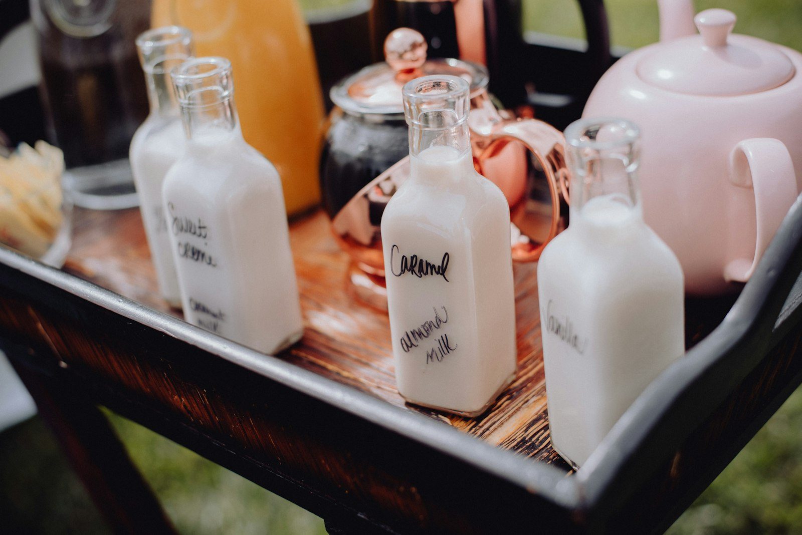 Glass milk bottles in a crate